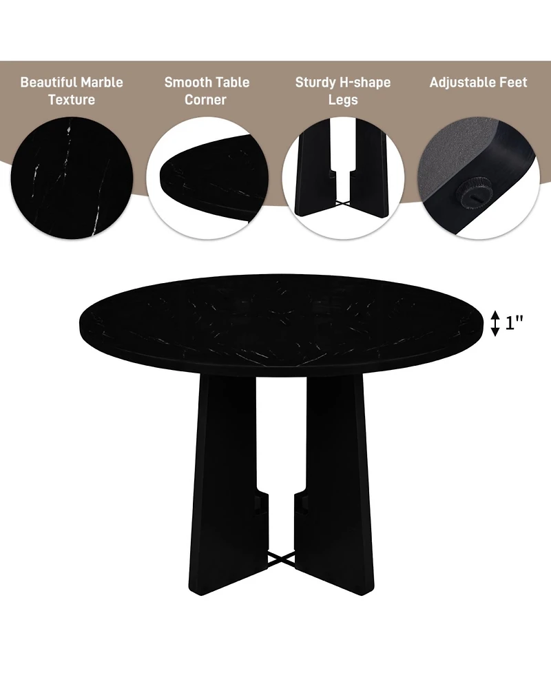Streamdale Furniture 43" Faux Marble Round Dining Table - Mid-Century Modern