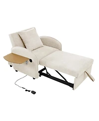 Streamdale Furniture Convertible Chair Bed- 3-in-1 Pull-Out Sofa with Usb & Desk (Creamy White