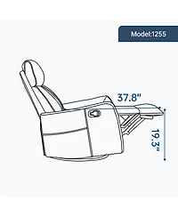 Streamdale Furniture Faux Leather Heat Massage Manual Recliner Chair with Rocker & Swivel