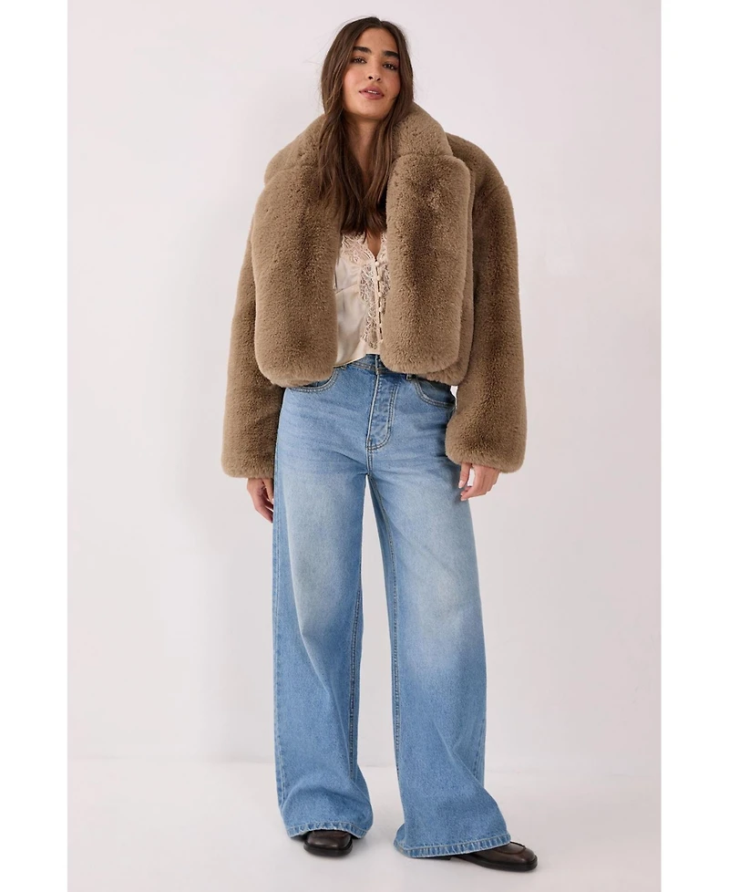Nasty Gal Women's Cropped Collar Faux Fur Jacket