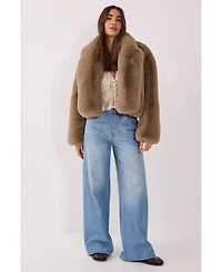 Nasty Gal Women's Cropped Collar Faux Fur Jacket