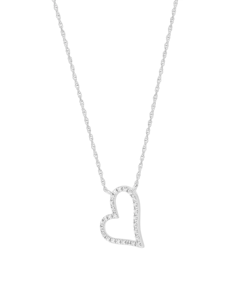 Macy's Diamond Pendant Necklace (1/10 ct. t.w.) in Sterling Silver and Rhodium
