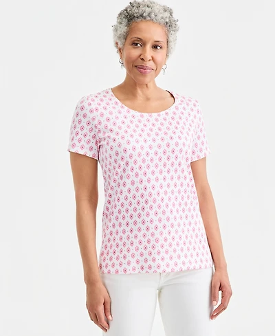 Style & Co Women's Printed Short-Sleeve Scoop-Neck Top, Macy's Exclusive