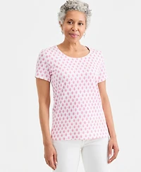 Style & Co Women's Printed Short-Sleeve Scoop-Neck Top, Macy's Exclusive