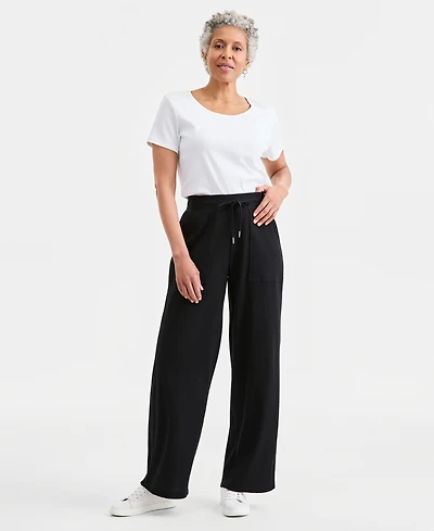 Style & Co Women's Waffle-Knit Wide-Leg Pull-On Pants, Macy's Exclusive