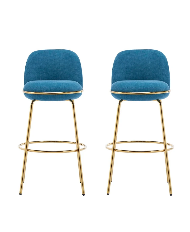 Streamdale Furniture Rio Claro Gold & Blue Upholstered Barstools (Set of 2)