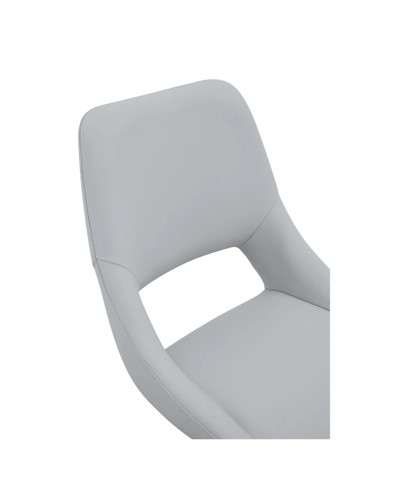 Streamdale Furniture Swivel Dining Chairs, Set of 2, Light Gray Leather, Gold Mesh