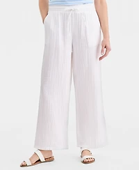 Style & Co Women's Cotton Gauze Straight-Leg Pull-On Pants, Macy's Exclusive