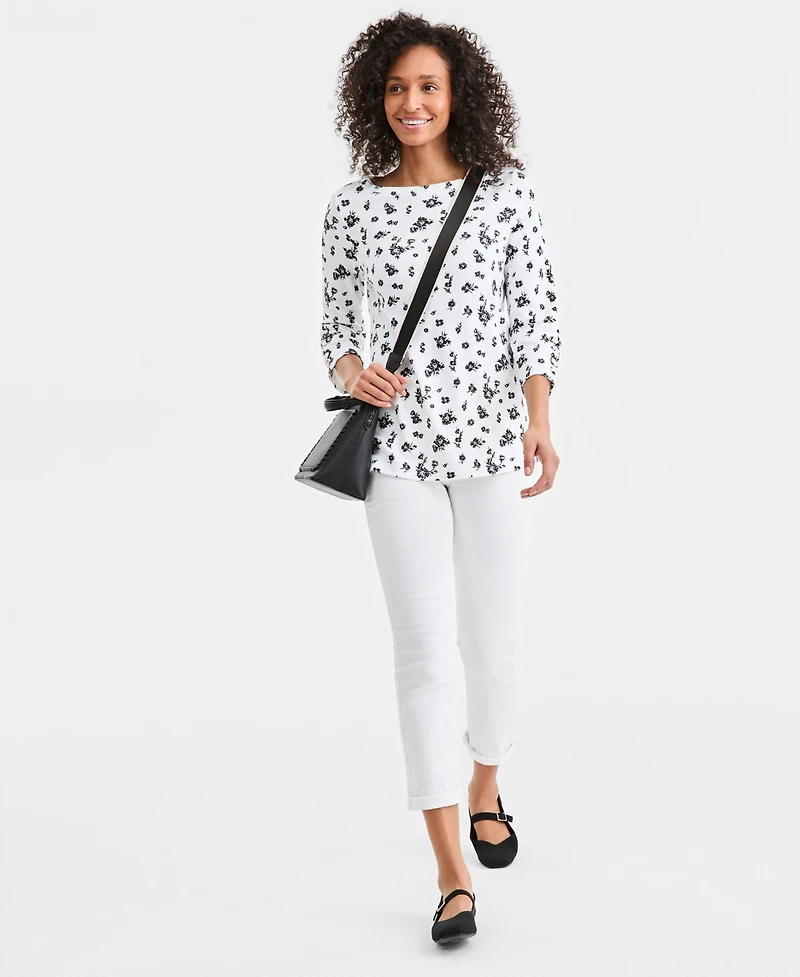 Style & Co Women's Tie-Detail Boat Neck Tunic Top, Macy's Exclusive