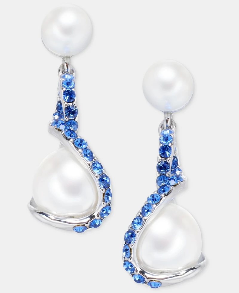 Charter Club Pave & Imitation Pearl Drop Earrings, Macy's Exclusive