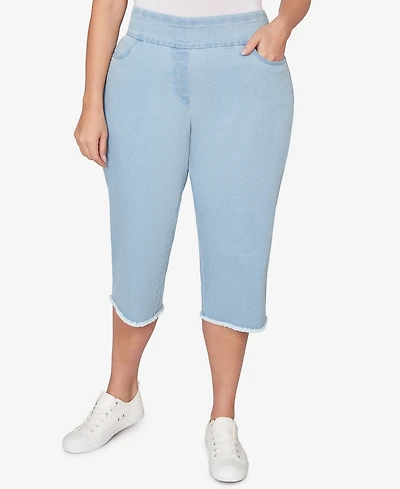 Alfred Dunner Plus Classic Stretch Stripe Clamdigger Capri Pants