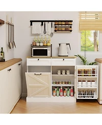 Streamdale Furniture Kitchen Storage Cabinet with Trash Cabinet, Drawers, Shelves, and Door