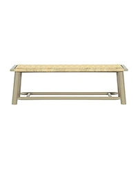 Streamdale Furniture Farmhouse Wood Rattan Bench - 59 Inch