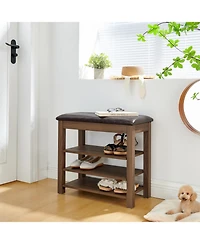 Streamdale Furniture + Adjustable + Wood + Shoe Bench with Storage + Bench
