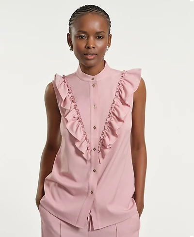 Isaac Mizrahi Women's Mandarin Collar Top