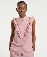 Isaac Mizrahi Women's Mandarin Collar Top