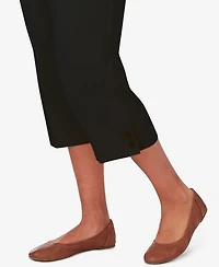Alfred Dunner Women's Classic Button Hem Gathered Waistband Capri Pants