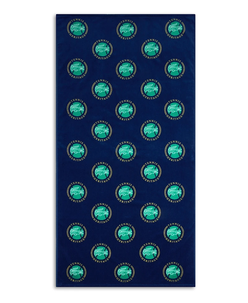 Lacoste All-Over Badges Cotton Beach Towel, 36" x 72"