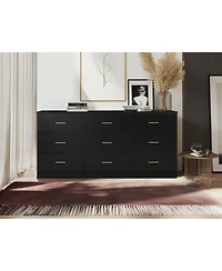 Streamdale Furniture Black 9-Drawer Bedroom Dresser Ample Storage, Sturdy