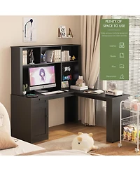 Streamdale Furniture Streamdale L-Shaped Desk with Charger, Drawers, Bookshelf, Gaming Desk