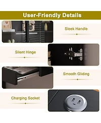 Streamdale L-Shaped Corner Desk with Led, Usb, Keyboard Tray - Black