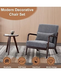 Streamdale Mid-Century Chair & Coffee Table Set, Dark Gray/Walnut