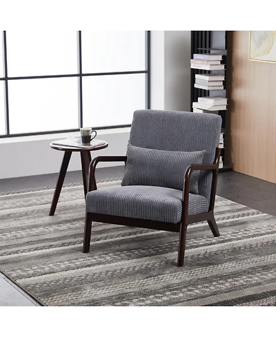 Streamdale Mid-Century Chair & Coffee Table Set, Dark Gray/Walnut
