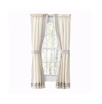 Ellis Curtain Richmark Tailored Rod Pocket Design Curtain Panel Pair for Windows with Ties 70" x 84" Natural