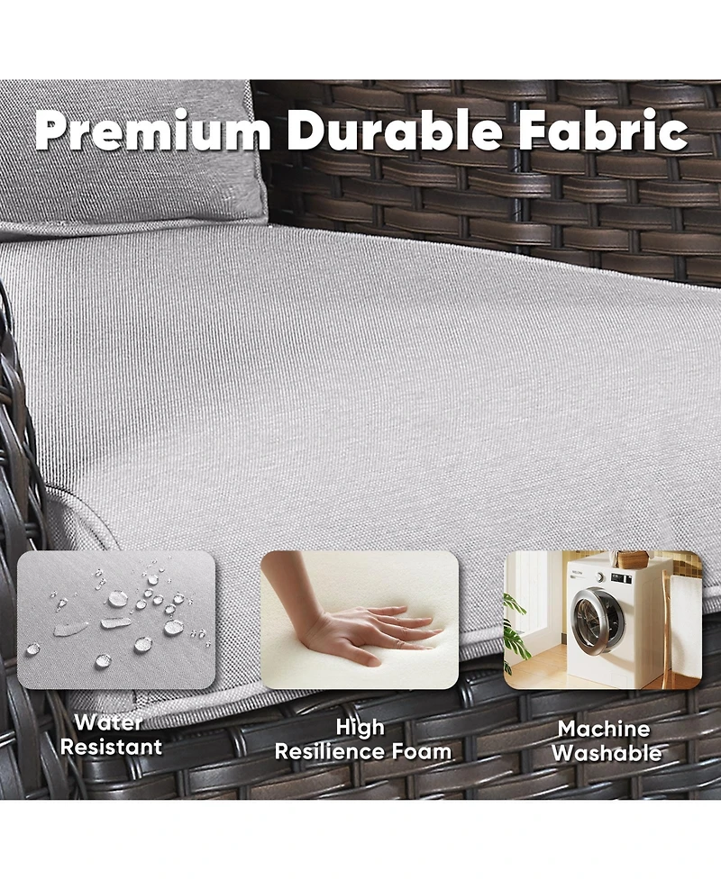 Gymojoy ArcLine Wicker Swivel Glider Outdoor Rocking Chair with CushionGuard Olefin Cushion and Side Table (3-Piece