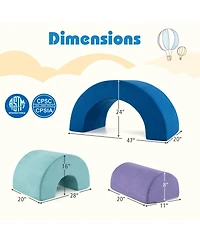 Hongge Kids Rainbow Foam Climber Set Soft Play Equipment With Washable Suede Covers