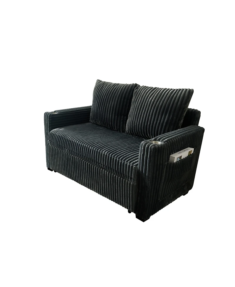 Streamdale Furniture 53" Corduroy Sleeper Sofa Recliner w/ Usb - Living Room/Office