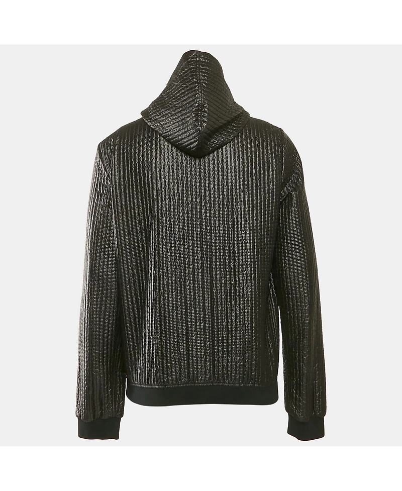 Pre-Owned Dolce & Gabbana Men's Black Quilted Nylon Zip Front Hooded Jacket