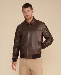 Furniq Uk Men's Men s Leather Bomber Jacket