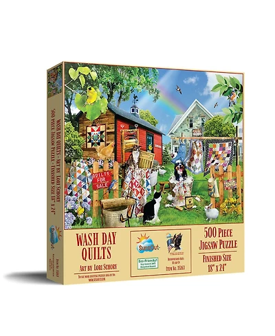 SunsOut Wash Day Quilts 500 piece Jigsaw Puzzle for Adults