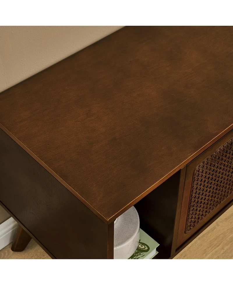 Streamdale Furniture Rattan Tv Stand for 75" TVs - Walnut