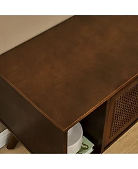 Streamdale Furniture Rattan Tv Stand for 75" TVs - Walnut
