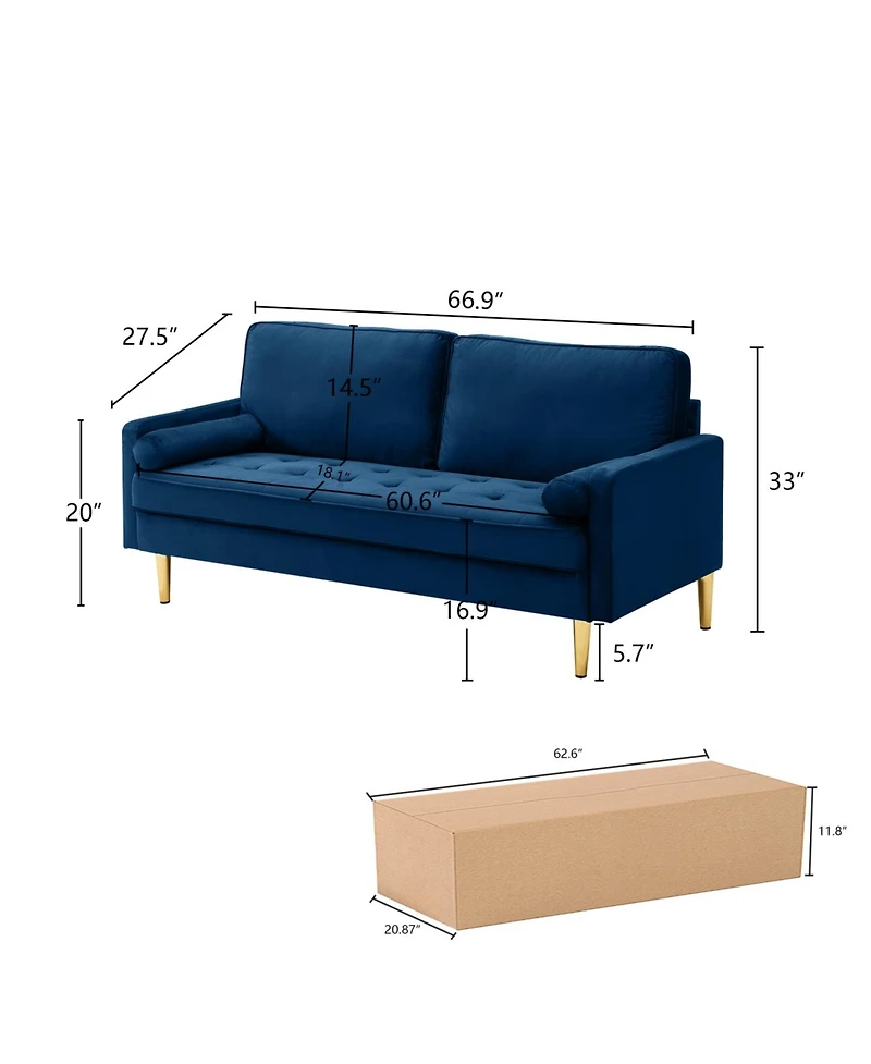 Streamdale Furniture Velvet Sofa 65 inch