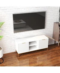 Streamdale Furniture Wave-Door Tv Stand with Open & Adjustable Shelves