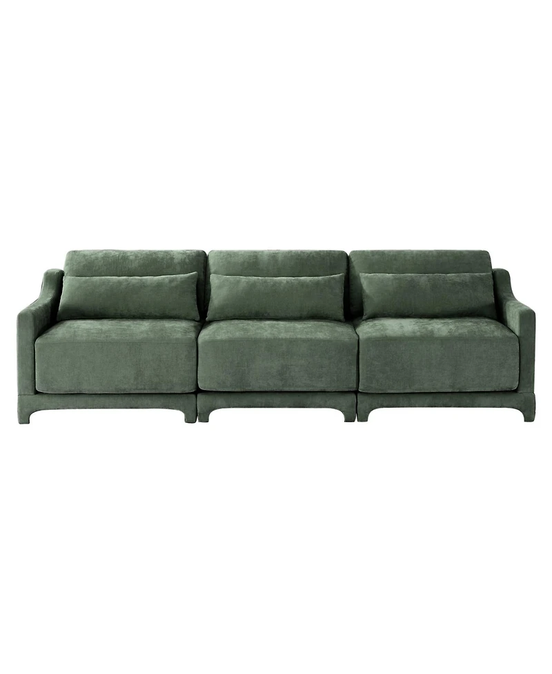 Streamdale Furniture Chenille 3-Seater Sofa w/ Lumbar Pillow - Green