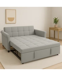 Streamdale Velvet Loveseat Sofa Bed - Gray Pull-Out Sleeper Couch
