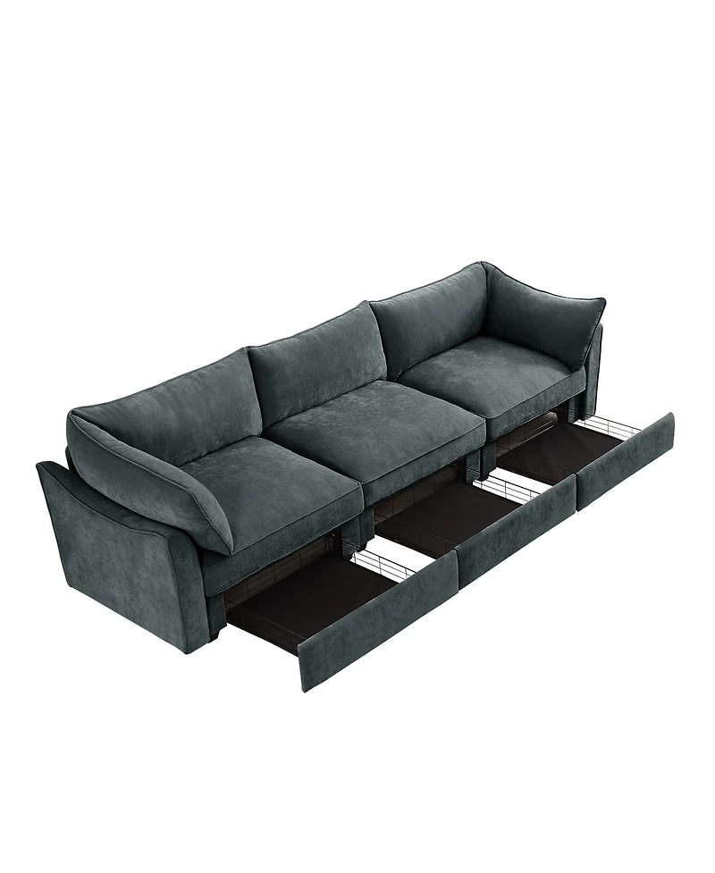 Streamdale Furniture 3-Seater Chenille Storage Drawers Sofa