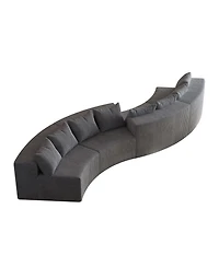 Streamdale Furniture Corduroy Curved Sectional Sofa with 8 Pillows (4 Modules)