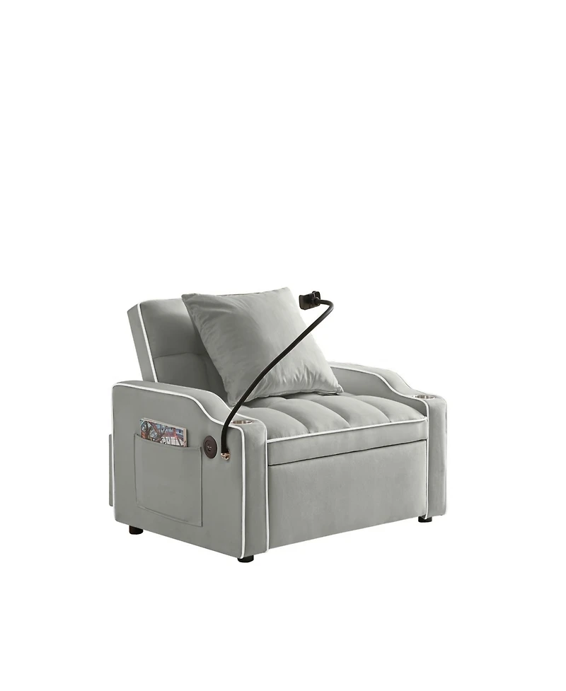 Streamdale Furniture + 3-in-1 + Fabric (Grey) + Convertible Sleeper + Sofa Bed