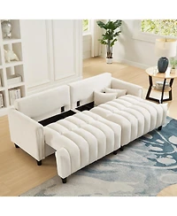 Streamdale Furniture 83" Futon Sofa Bed with Pillows, Convertible Sleeper, Beige