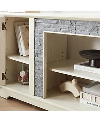 Streamdale Furniture 70" Modern Tv Stand, Faux Stone Media Console, White