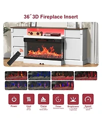 Streamdale Furniture Modern Glass Tv Stand w/ Fireplace, Led, Storage for 80" TVs