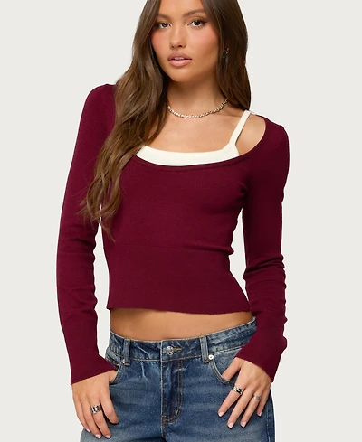 Edikted Women's Cecile Layered Long Sleeve Top