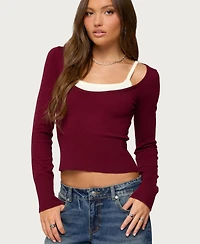 Edikted Women's Cecile Layered Long Sleeve Top