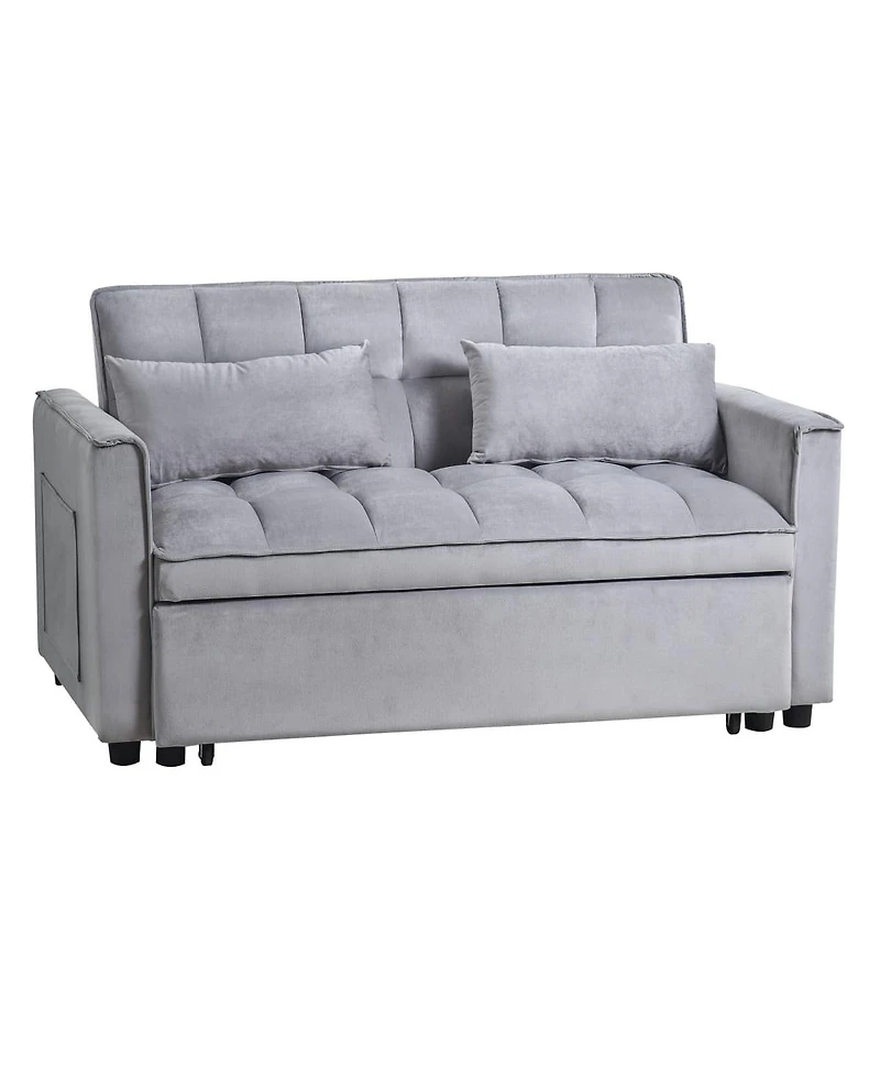 3-in-1 Pull-Out Sleeper Sofa Bed, Convertible Velvet Loveseat with Adjustable Backrest-Maison Boucle