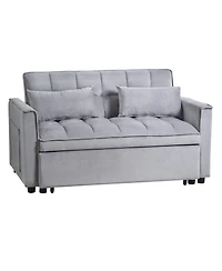 3-in-1 Pull-Out Sleeper Sofa Bed, Convertible Velvet Loveseat with Adjustable Backrest-Maison Boucle